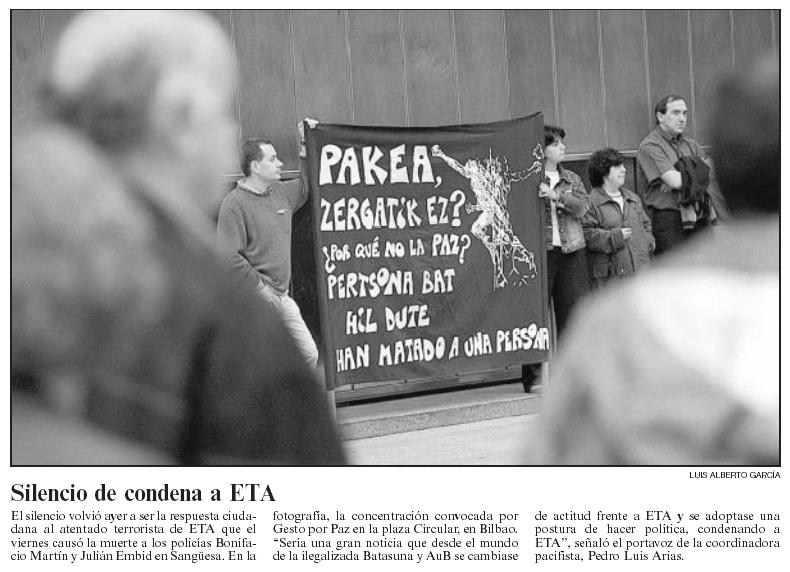 Tras 28 años, fin del Gesto por la Paz