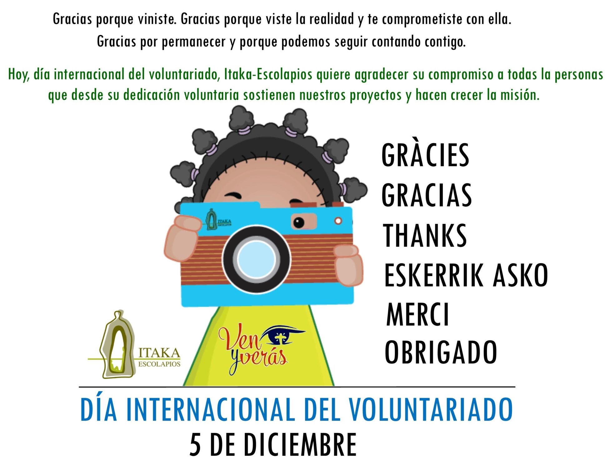 5 de diciembre – Día Internacional del Voluntariado.