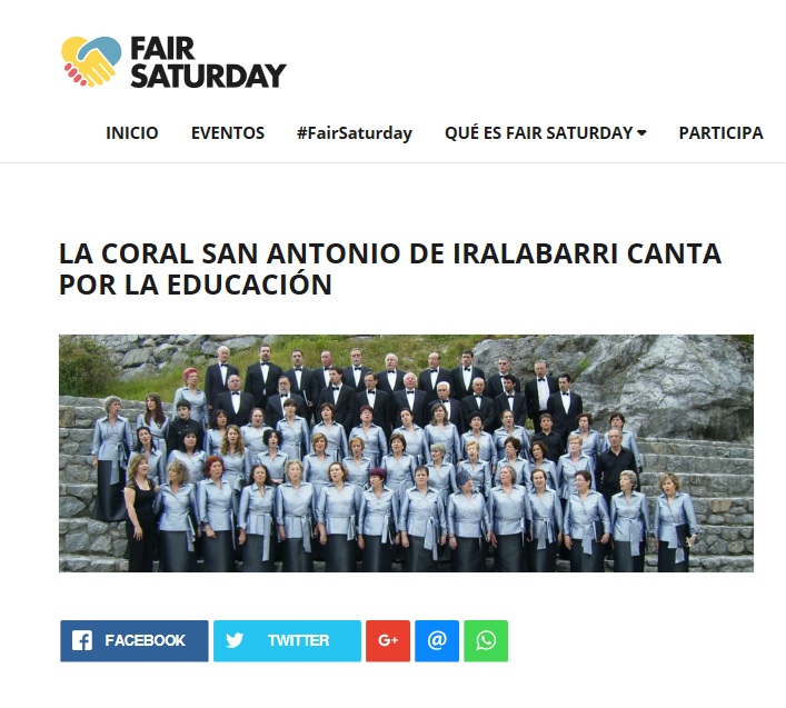 Itaka Escolapios Bilbao se suma al FAIR SATURDAY para celebrar un concierto Coral el próximo 26 de noviembre.