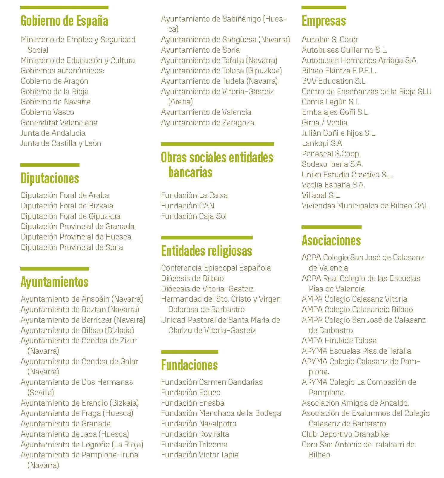ENTIDADES AMIGAS EN ESPAÑA
