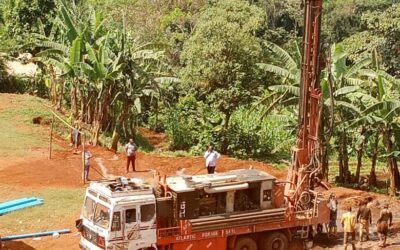 The digging of a new borehole at the Polyvalent Bilingue Saint Joseph Calasanz College in Bandjoun (West Cameroon)