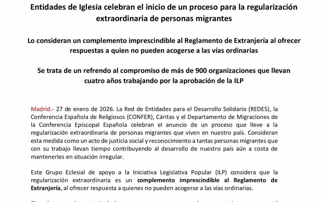 We celebrate the start of the extraordinary regularization process for migrants